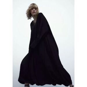 ZARA VOLUMINOUS LONG DRESS BLACK - REF. 5216/270 XS-S $119